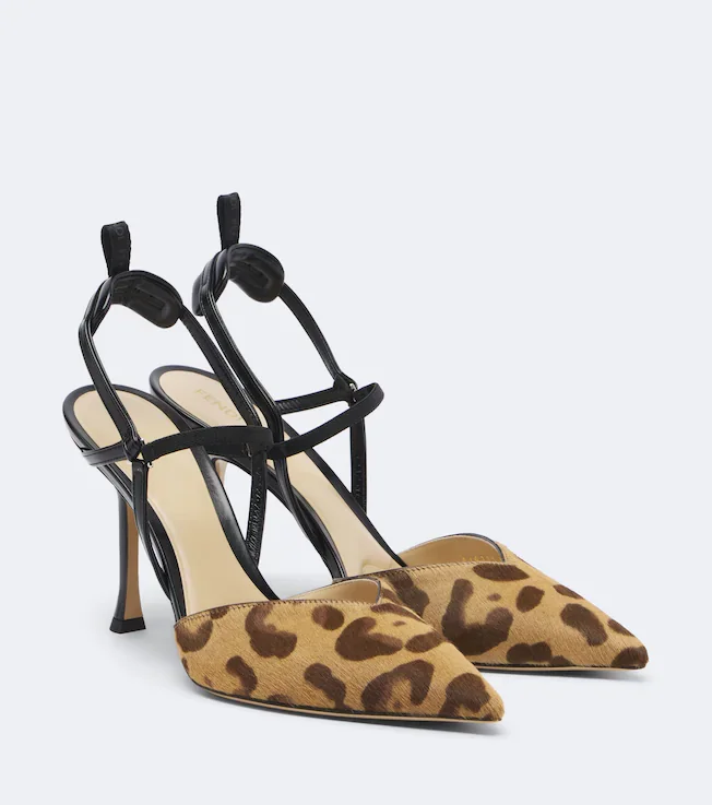 Colibrì leopard-print calf hair slingback pumps