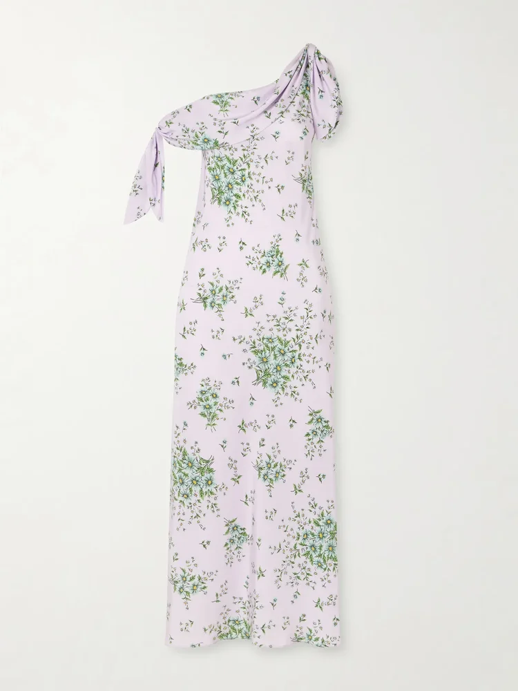 Floral-print silk-crepe midi dress