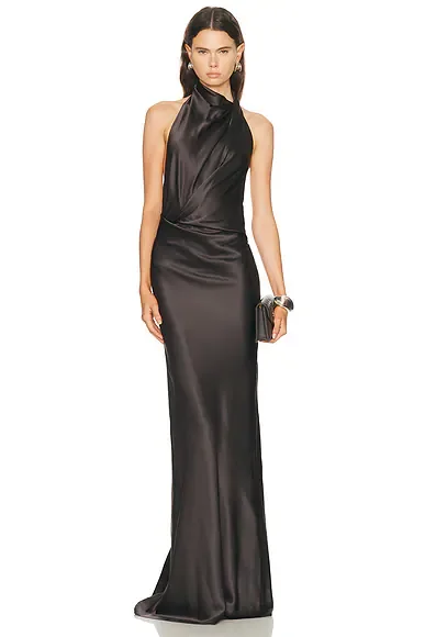 Halter Drape Bias Gown