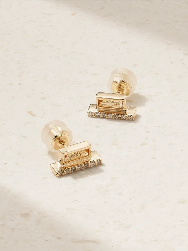 Cityscape 14-karat recycled gold, citrine and diamond earrings