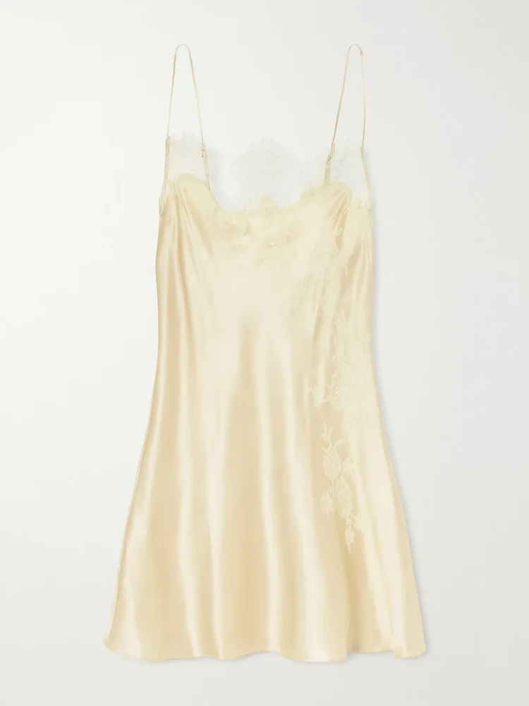 Lace-trimmed silk-satin slip