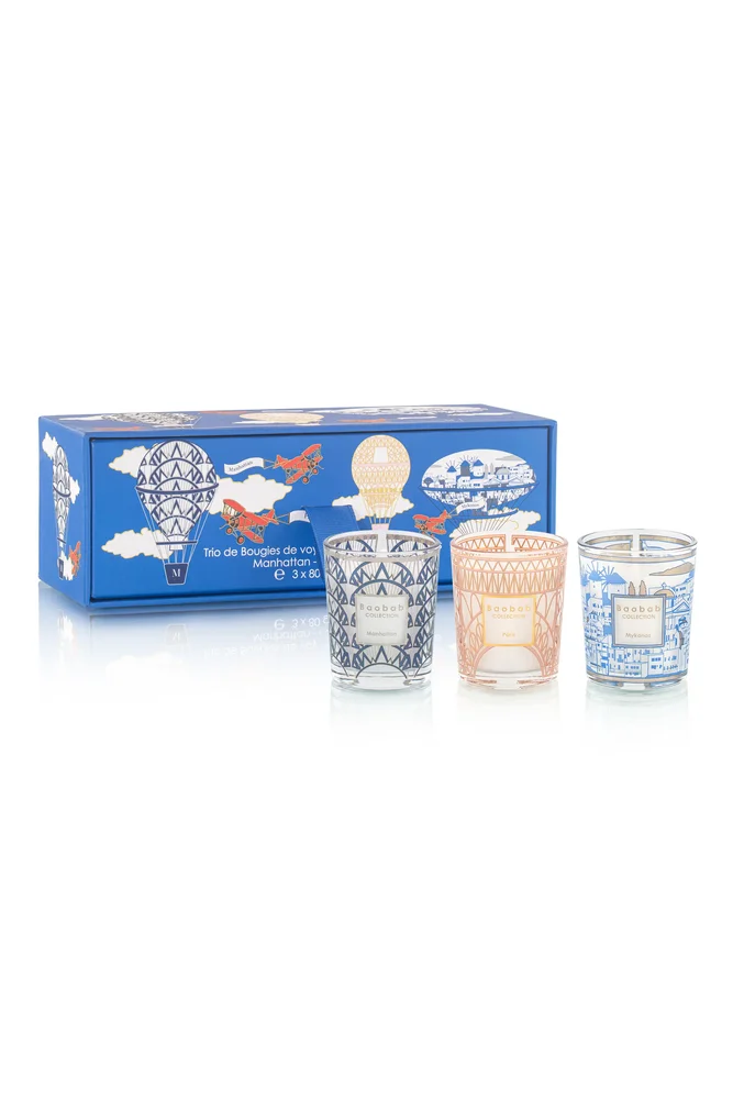 Manhattan-Paris-Mykonos Travel Candle Trio