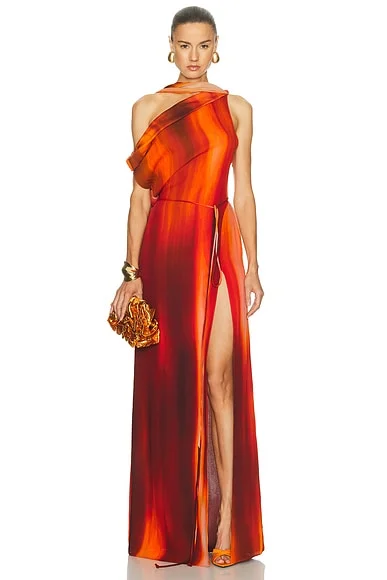 Asymmetrical Draped Scarf Dress
