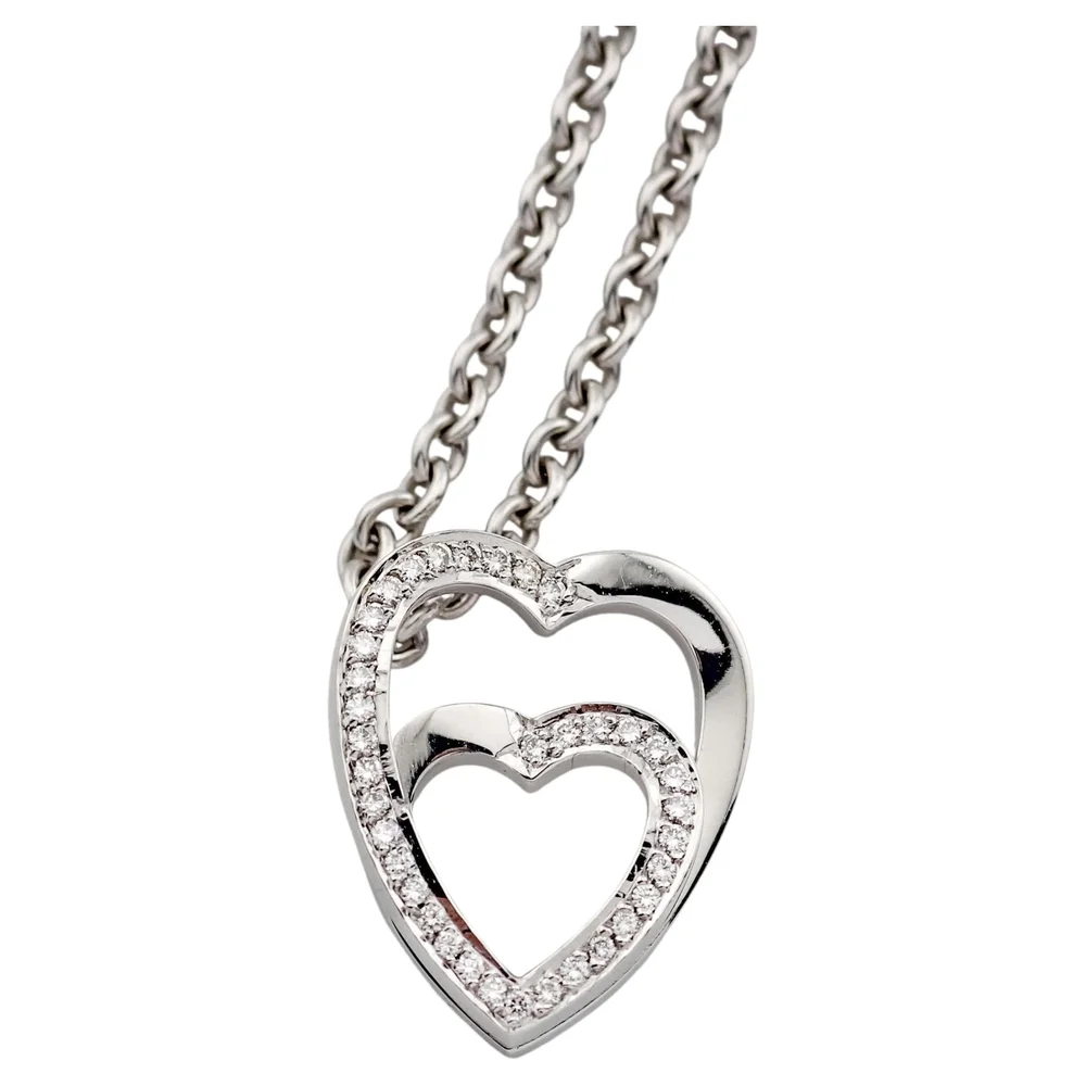 Pre-Owned Etincelle Diamond Heart Pendant Necklace, 18K White Gold (Good)