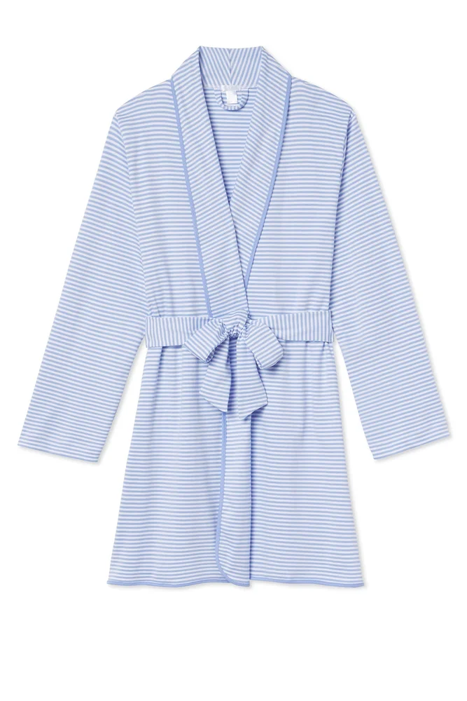 LAKE Pajamas Pima Short Robe in Hydrangea XXS