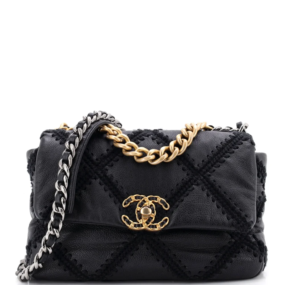 Pre-Owned Chanel 19 Flap Bag Crochet Quilted Calfskin Medium