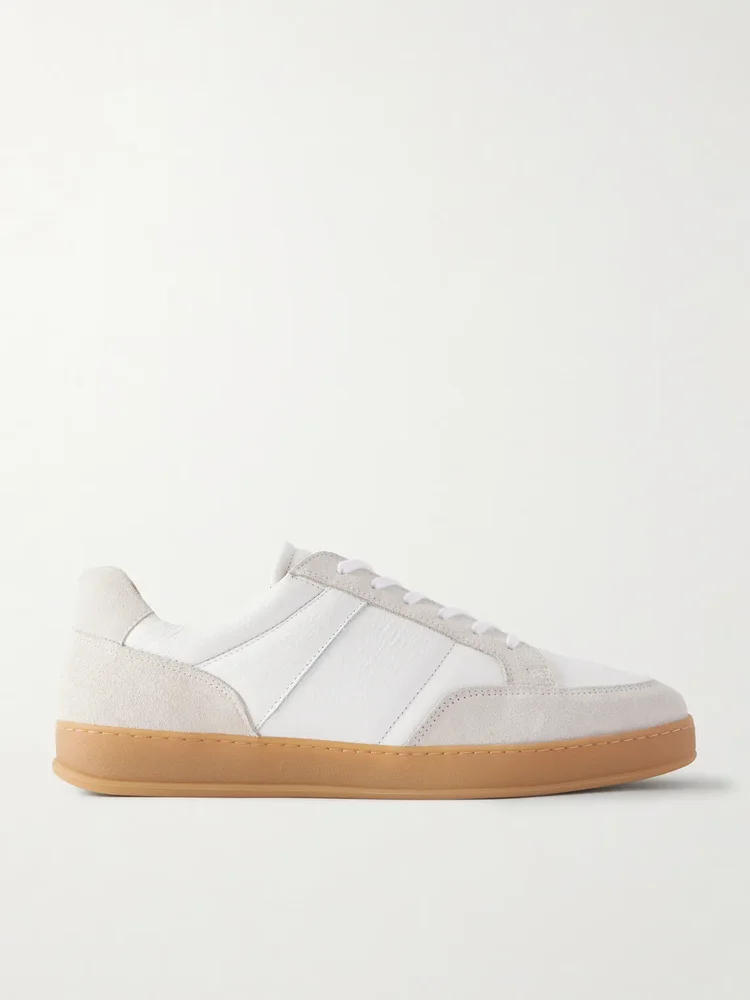 Colour-Block Suede and Leather Sneakers