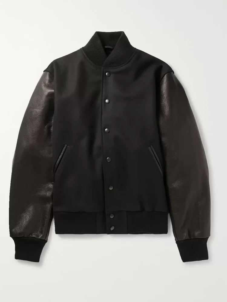 The Albany Wool-Blend and Leather Varsity Jacket