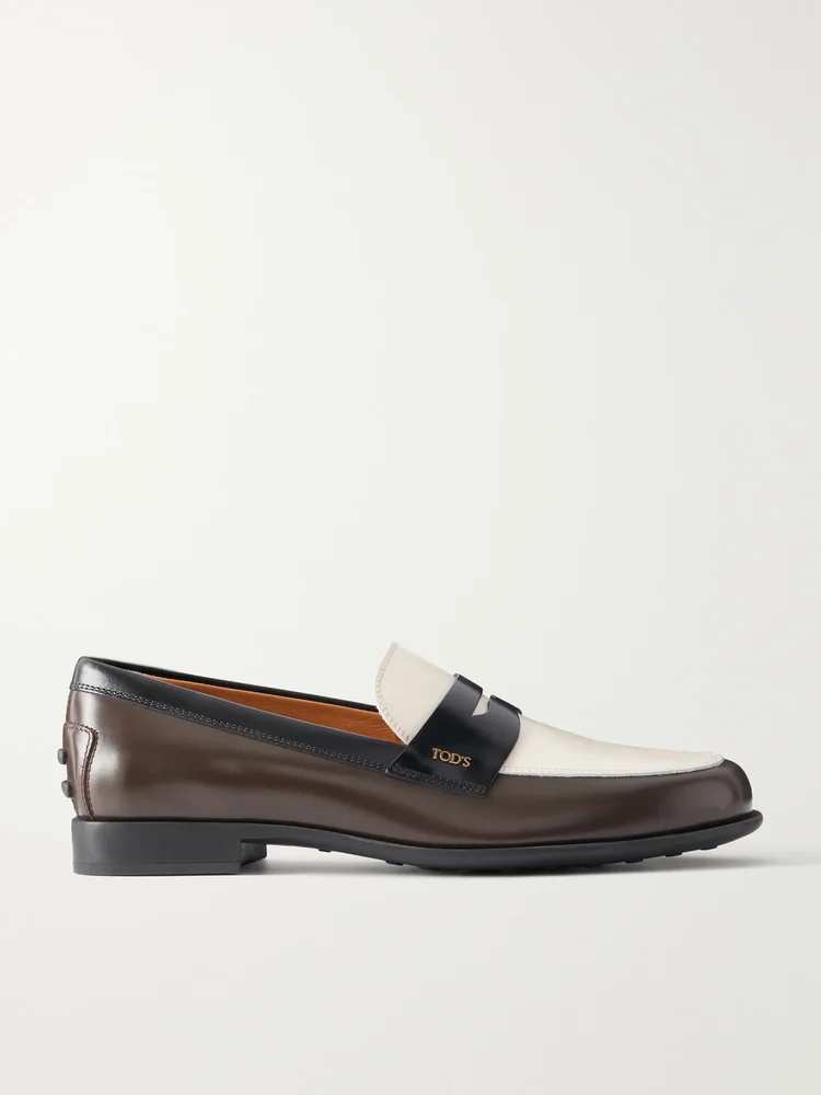 Logo-embossed leather loafers
