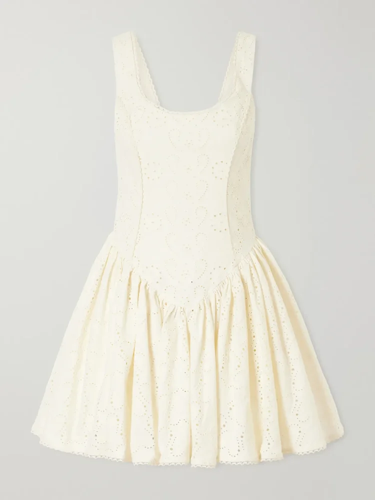 Pluma Playa broderie anglaise cotton mini dress