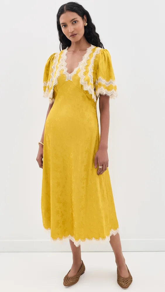 Shay Lace Cape Midi Dress