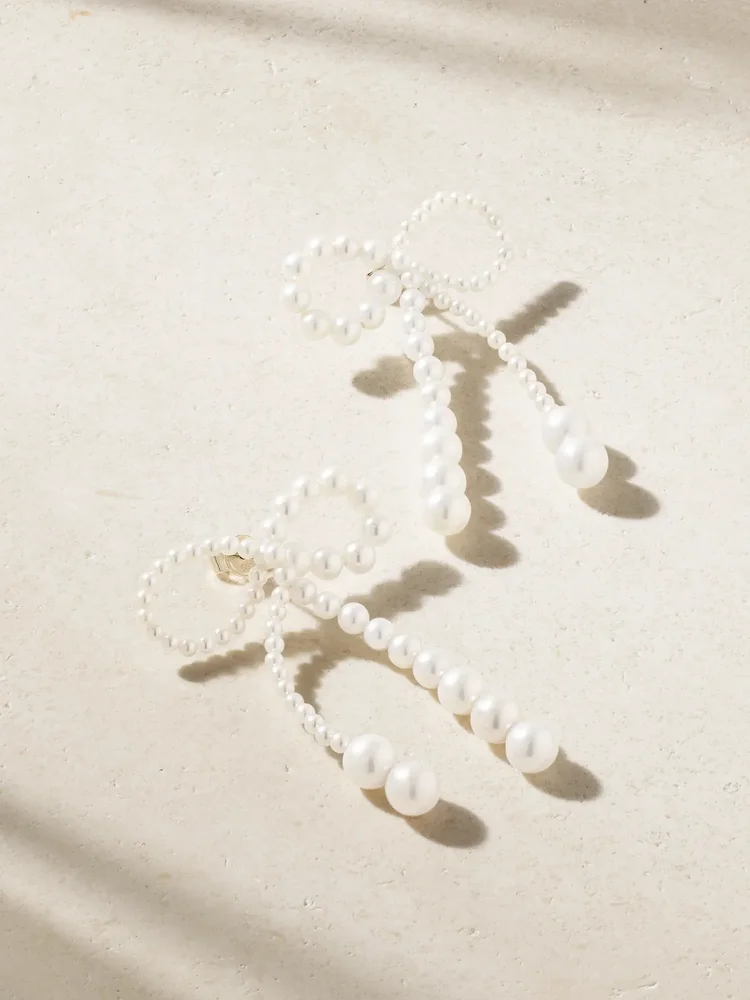 Grand Rosette 14-karat gold pearl earrings