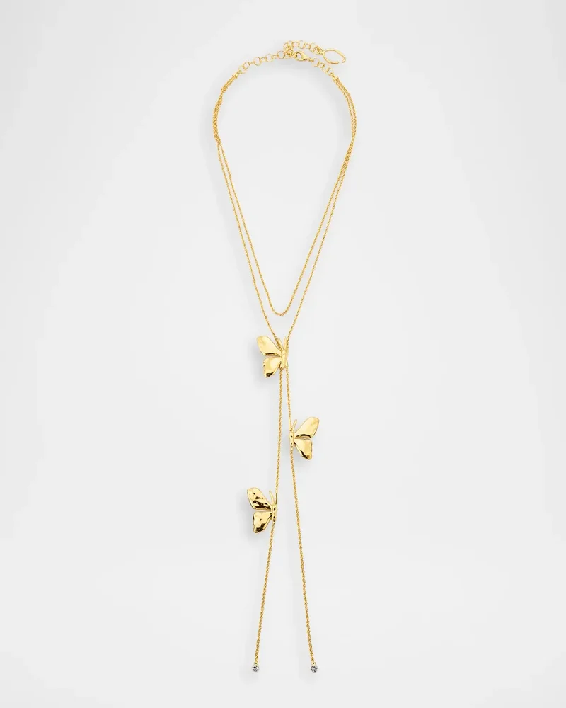 24K Gold Pleated Butterfly Layered Rope Necklace