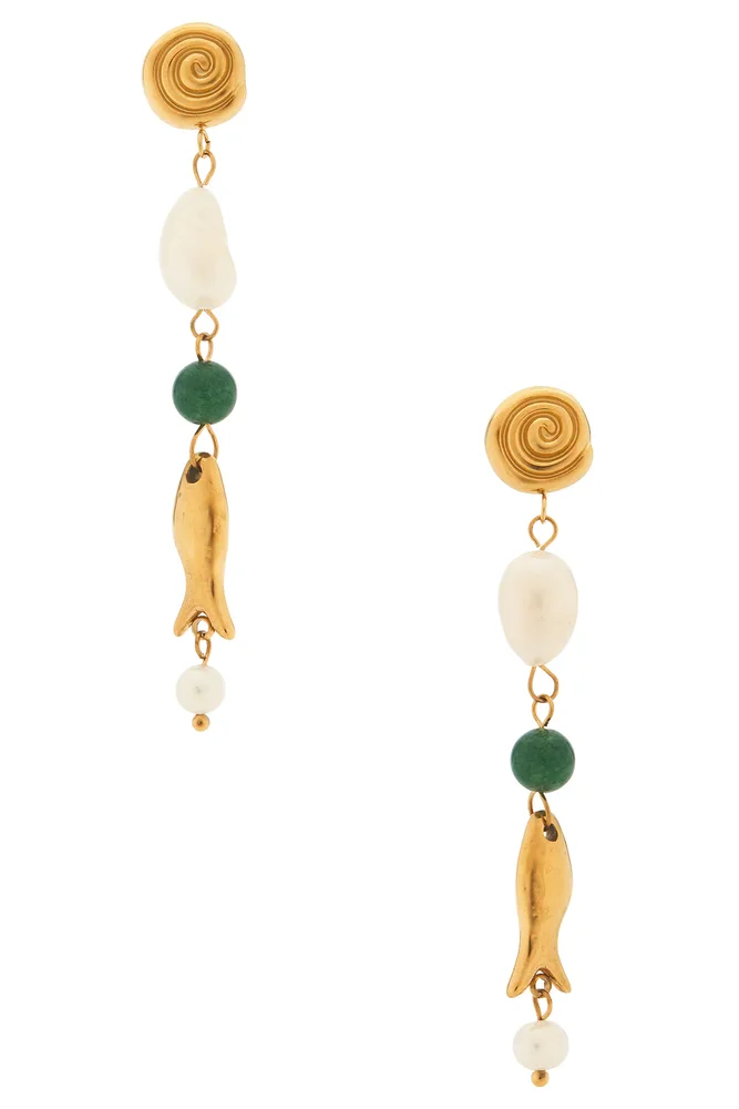 La Paz Wood And Gold Beaded Earring
