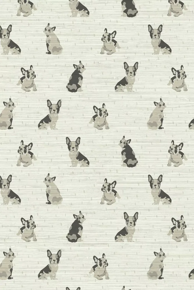 Dogs On The Run Frenchie Grasscloth Wallpaper