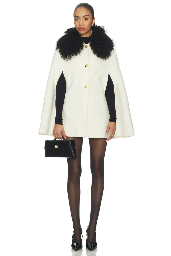 Serina Cashmere Shearling Cape Coat