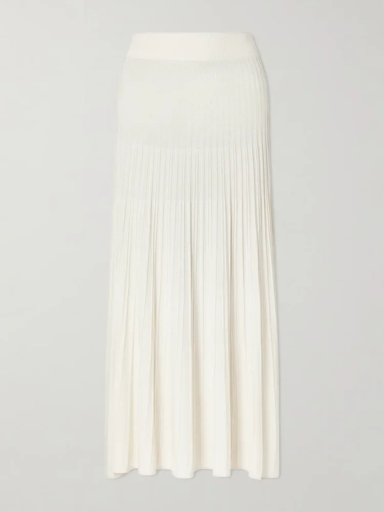 Pleated jersey midi skirt