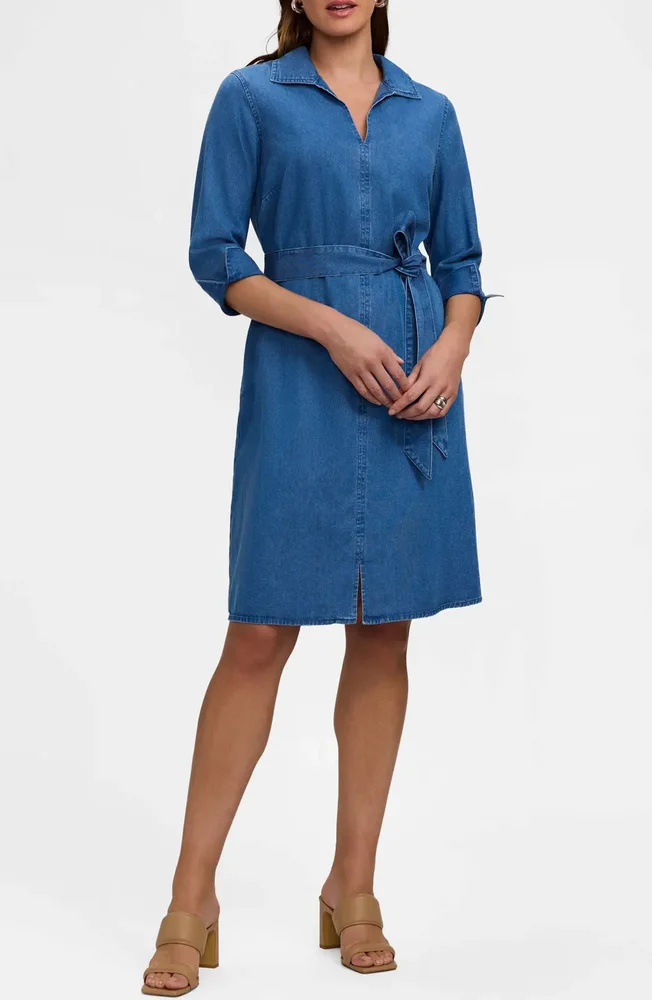 Agnes Tie Waist Denim Shirtdress