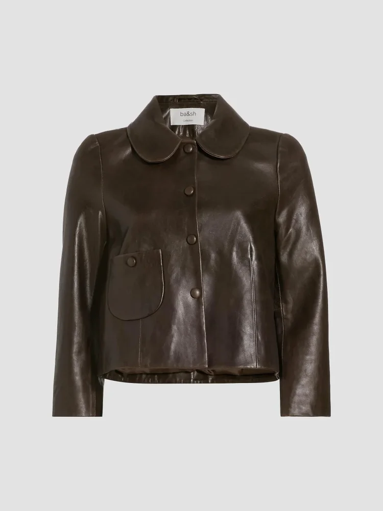 Milos Pleated Leather Jacket