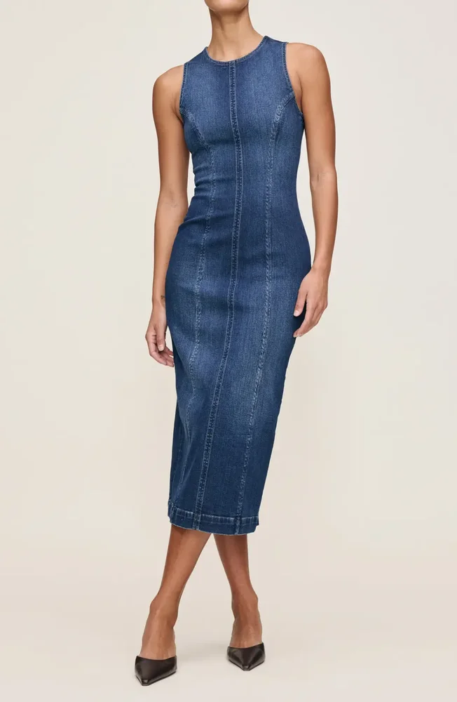 Esme Denim Midi Sheath Dress