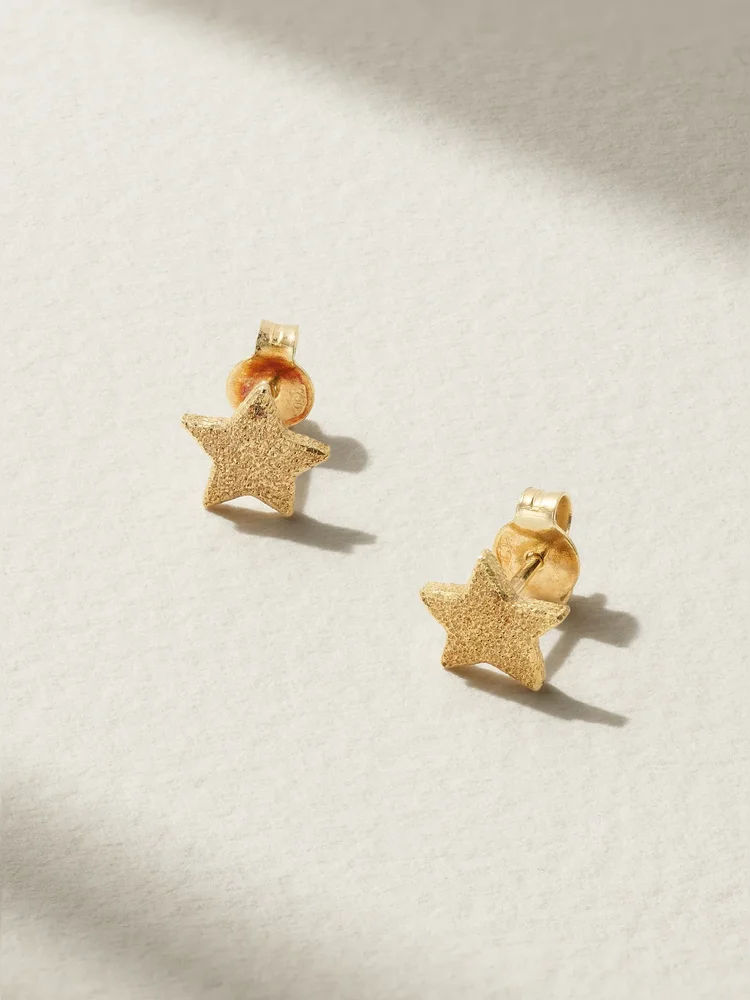 Florentine Finish Superstellar 18-karat gold earrings