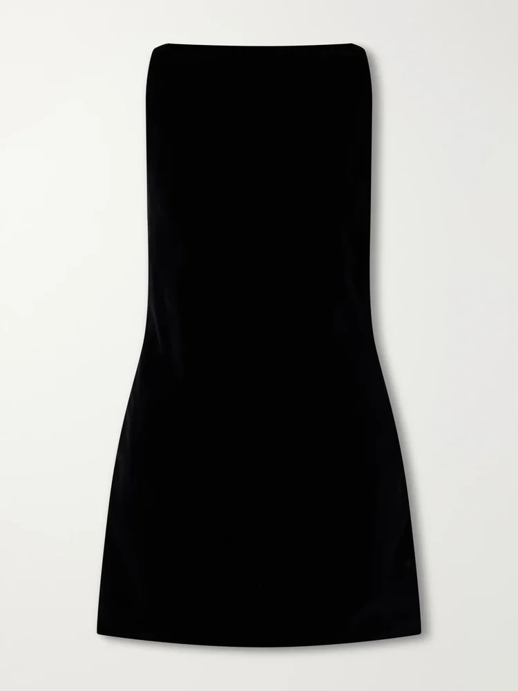 The Sable paneled cotton-blend velvet mini dress