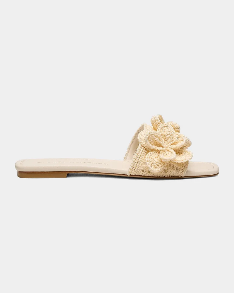 Lotus Crochet Flat Slide Sandals