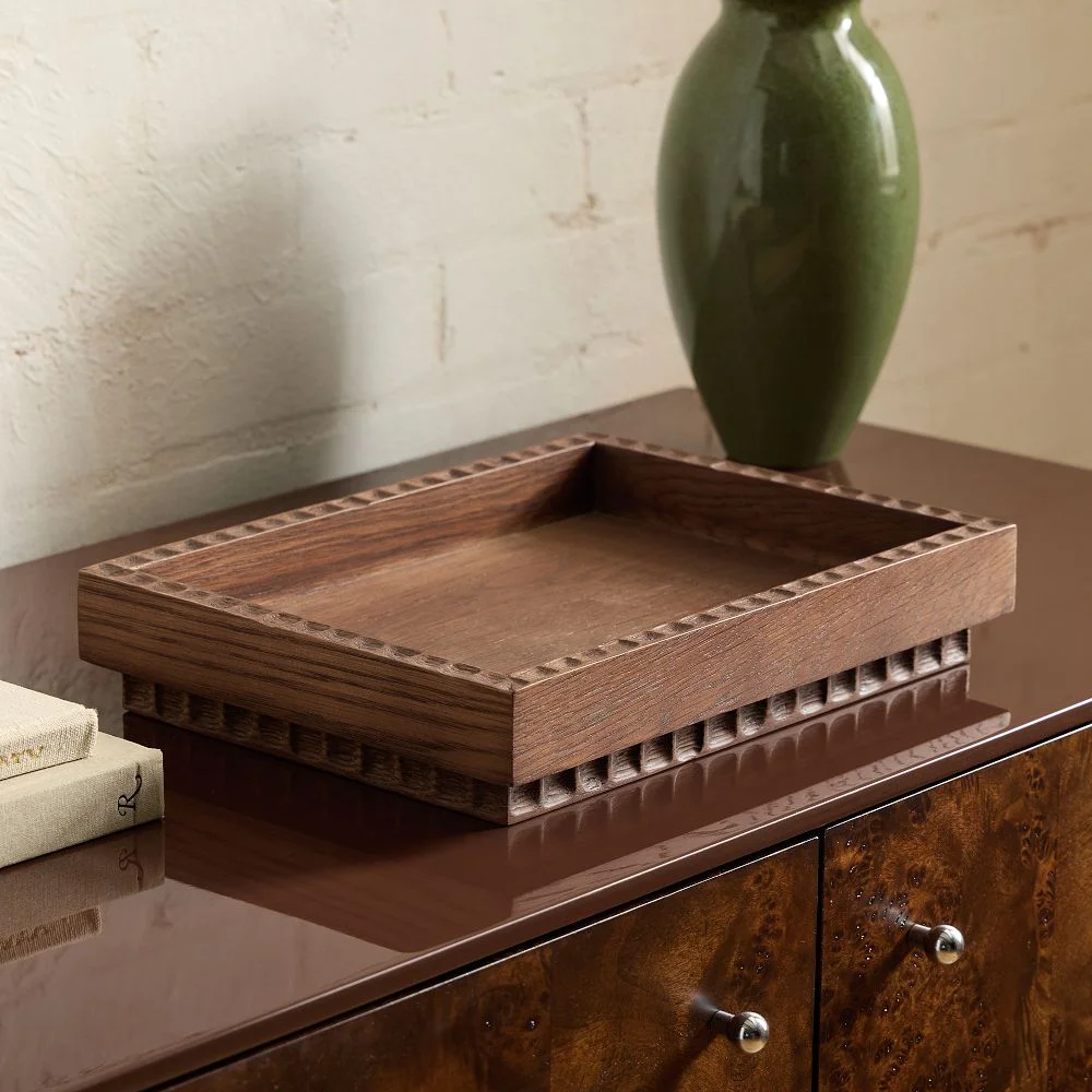 Nadia Carved Wood Tray