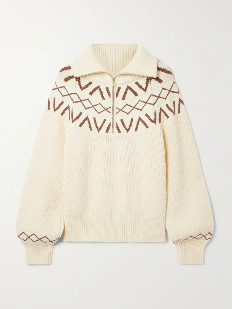 Sigrid Fair Isle knitted half-zip sweater