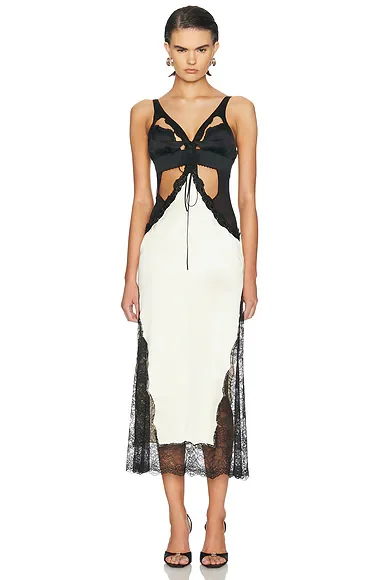 Cut Out Lace Midi Dress