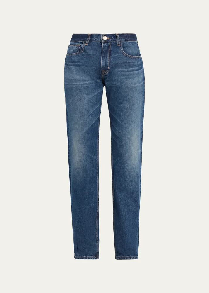 Beau Buckle-Waist Straight-Leg Jeans