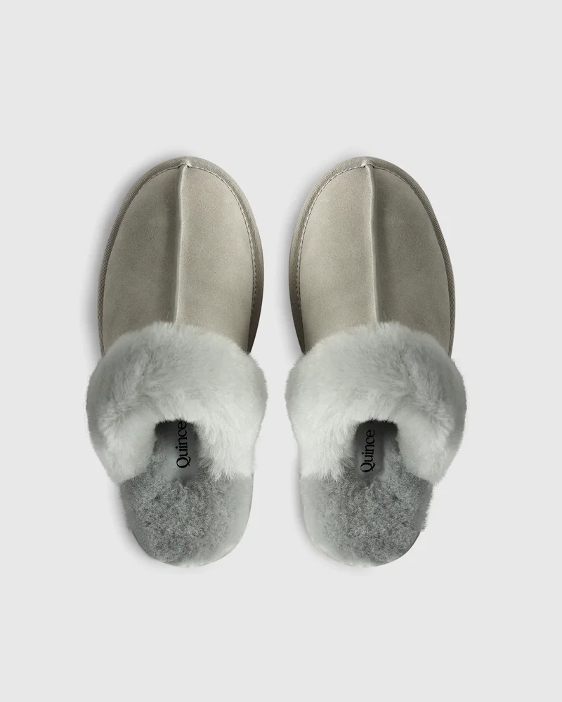 Australian Shearling Scuff Slipper in Light Grey