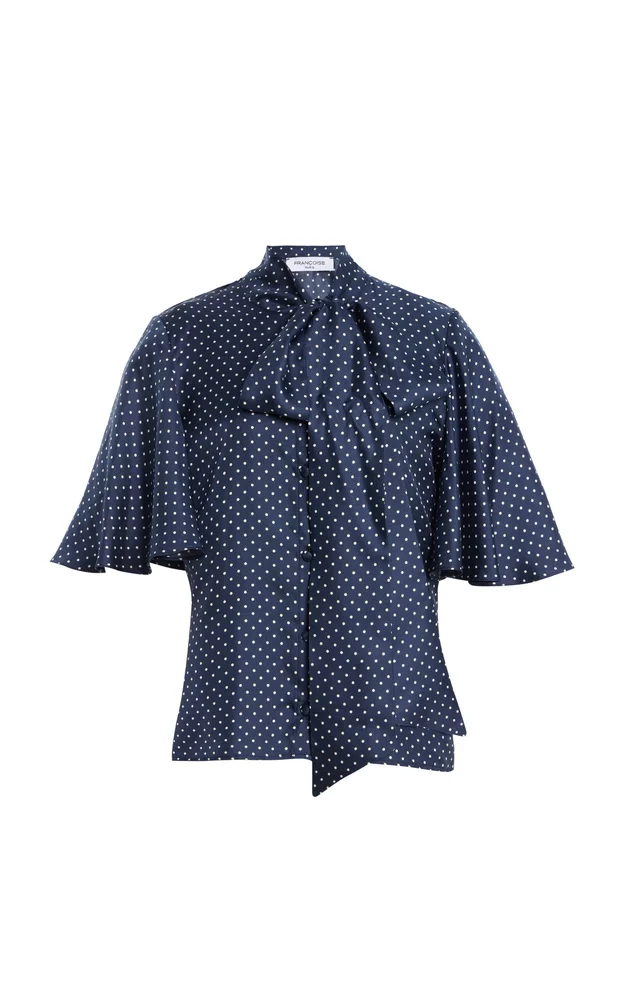 Alessa Polka-Dot Silk Top