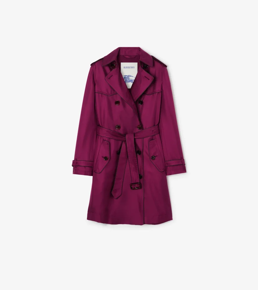 Long Silk Foxfield Trench Coat in Allium Purple