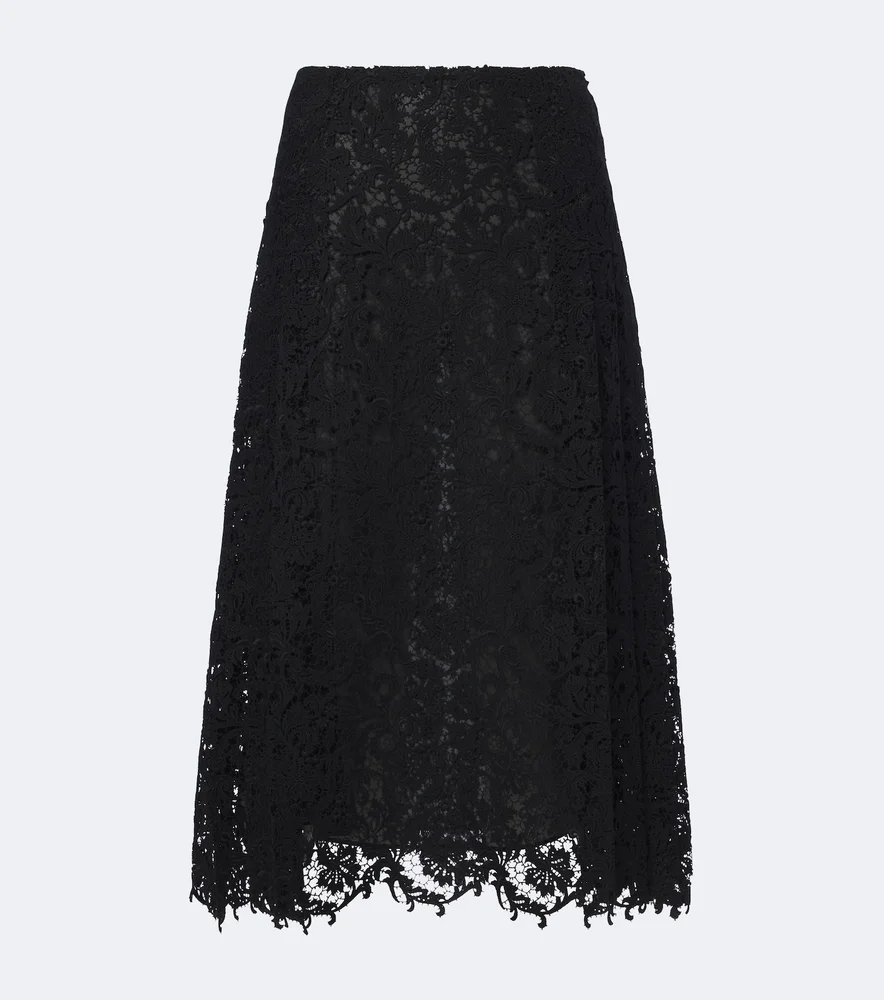 Silk lace midi skirt