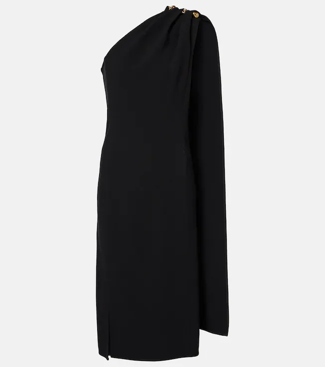 One-shoulder crêpe midi dress