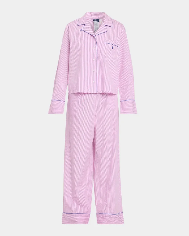 Striped Poplin Long-Sleeve Pajama Set