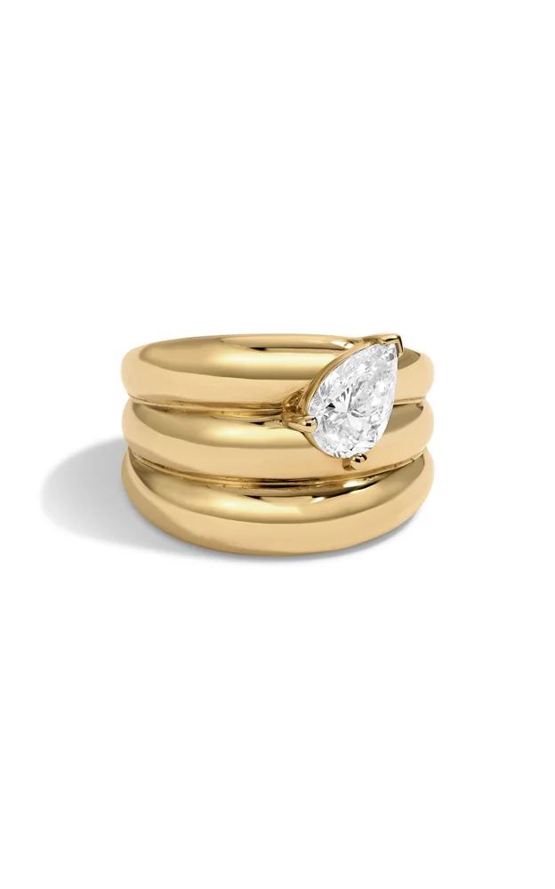 Groovy 14K Yellow Gold Lab-Grown Diamond Ring
