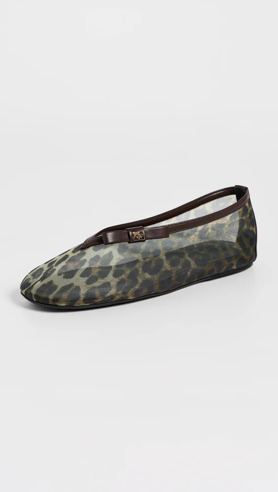 Jenny Printed Mesh Bow Ballerina Flats