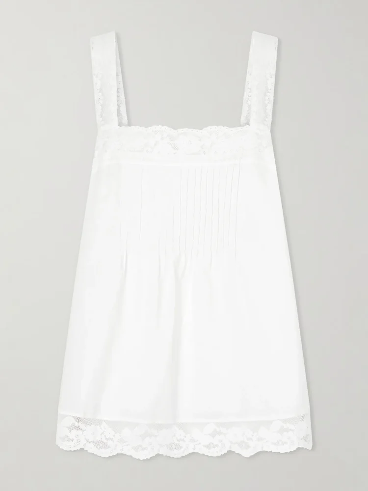 Cristina lace-trimmed cotton top