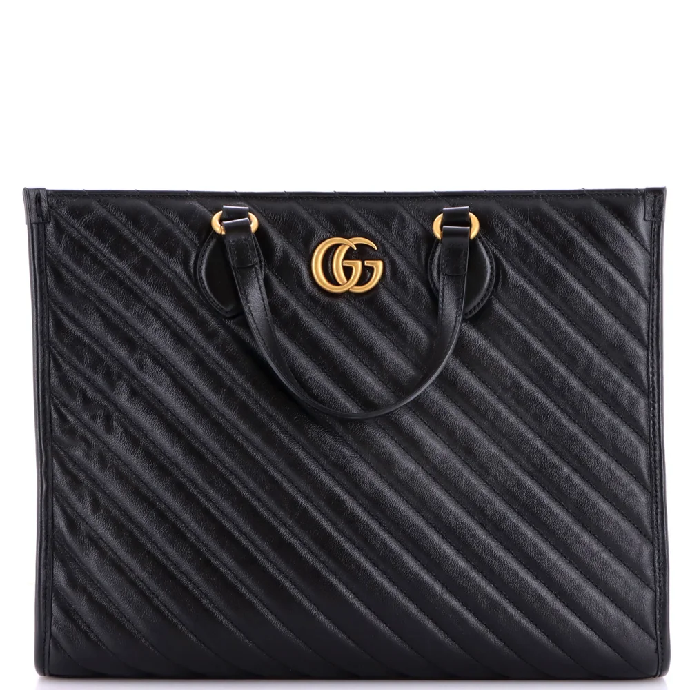 Pre-Owned GG Marmont Shopping Tote Diagonal Quilted Leather Medium