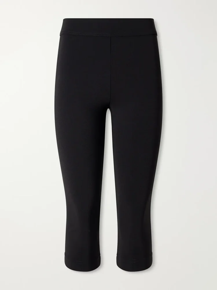 Crepe high-rise straight-leg capri pants