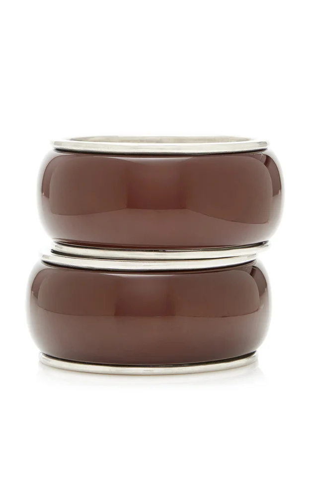 Exclusive Set Of 2 Silver-Tone Resin Bangles