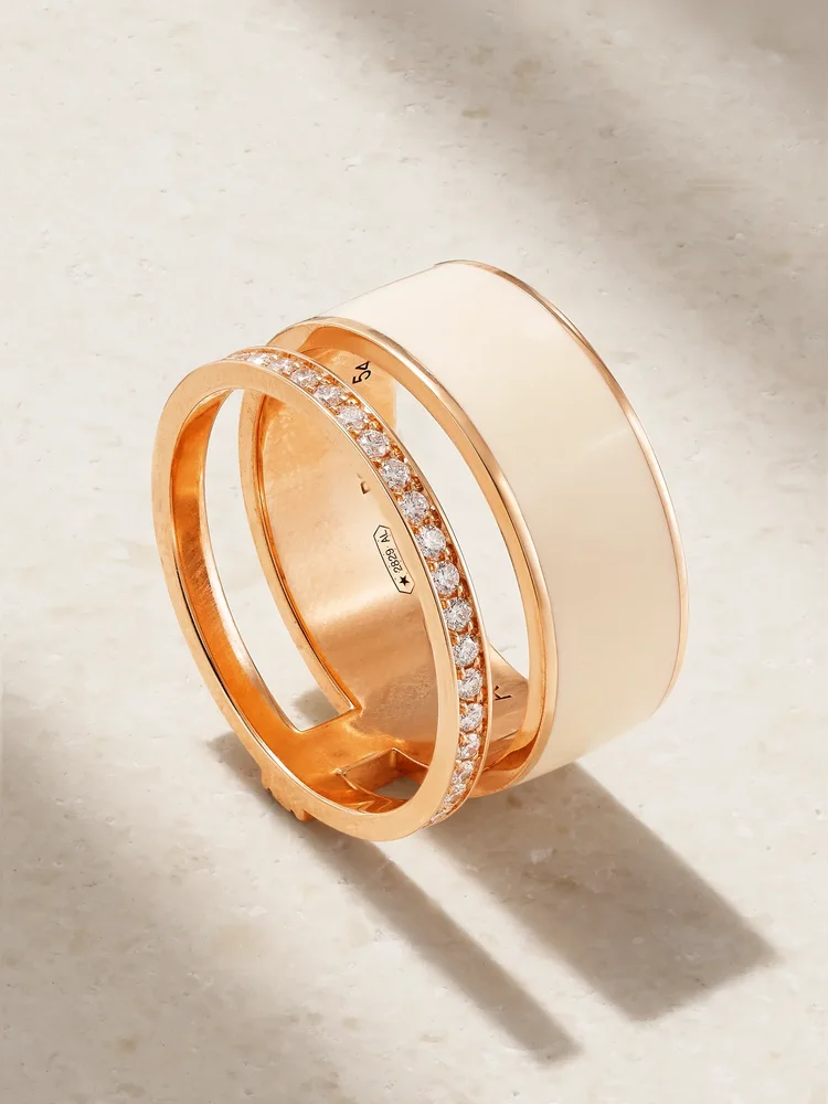 Berbere 18-karat rose gold, lacquer and diamond ring
