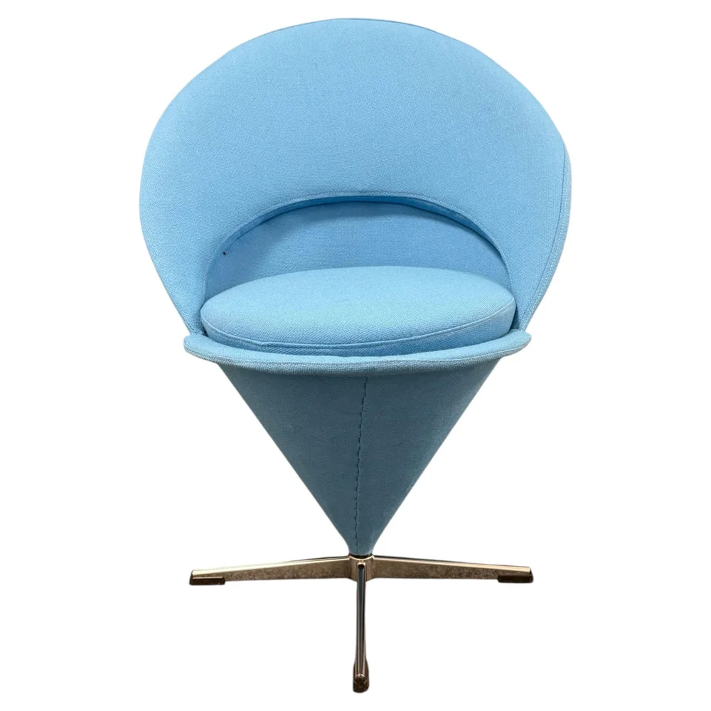 Vintage Verner Panton Cone Chair in Original Pastel Blue Upholstery