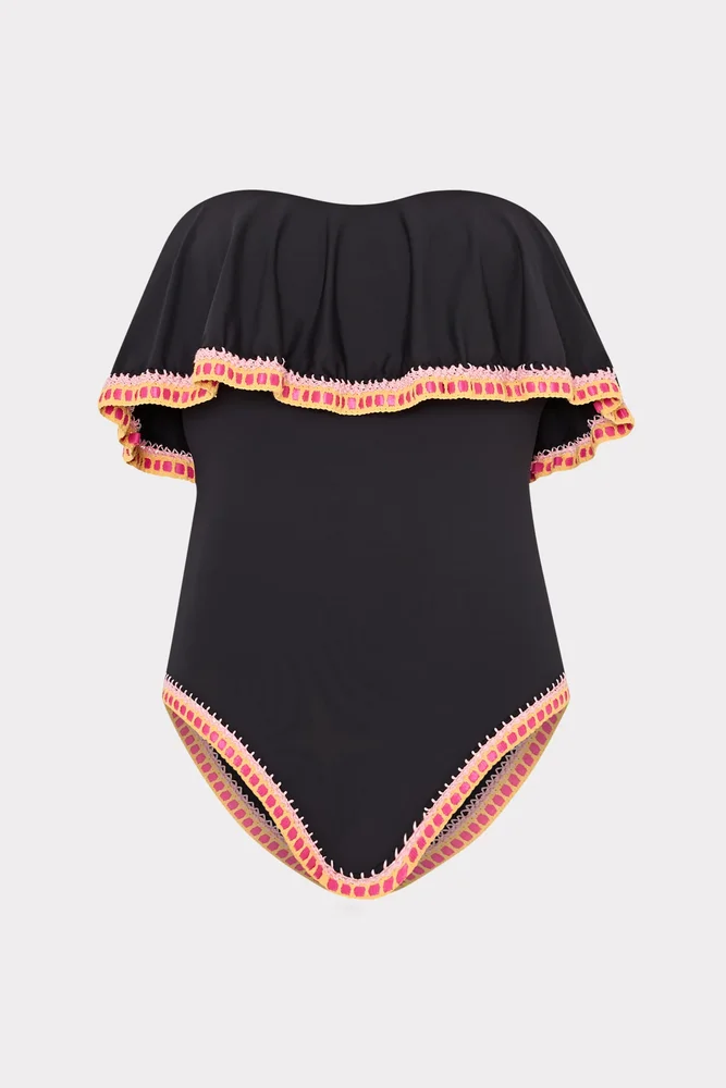 Strapless Crochet Ruffle One Piece