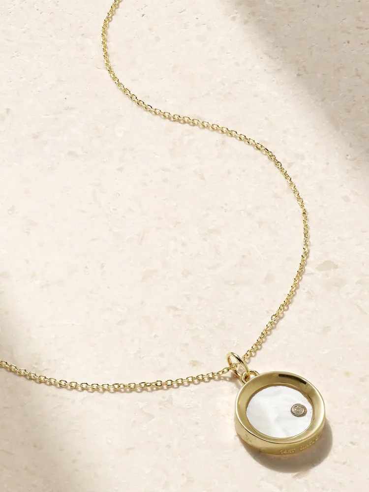 14-karat gold, pearl and diamond necklace