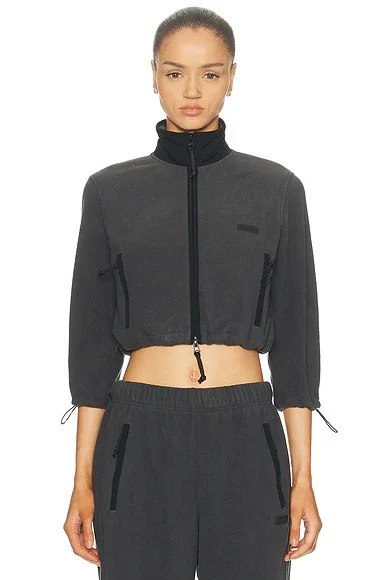 Fleece Lounge Shrunken Zip Up Jacket