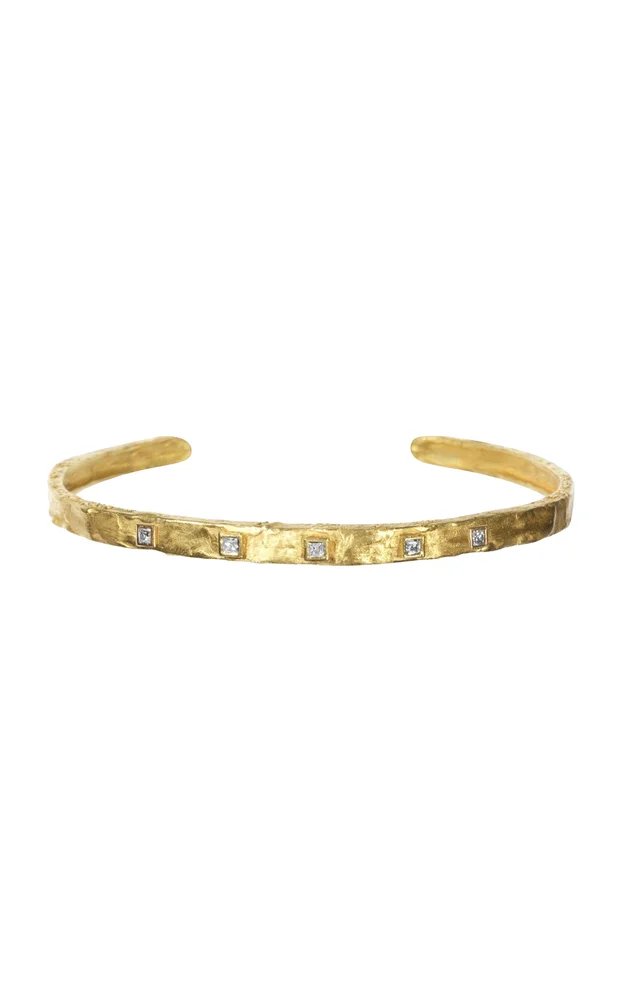 18k Yellow Gold Deco Diamond Bangle