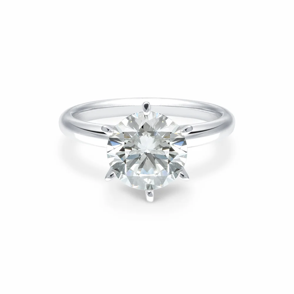 3 ct. Round 6-Prong Solitaire Ring in 14k White Gold